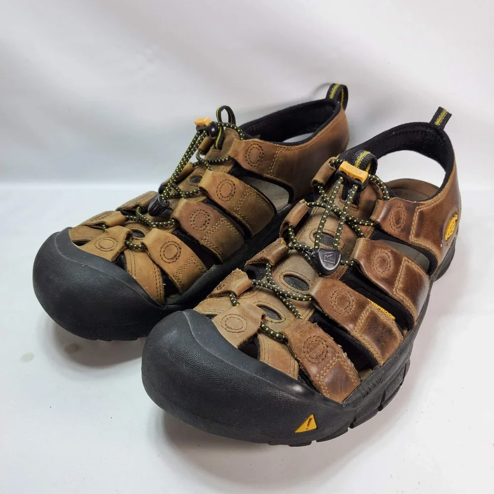 KEEN Newport Premium Sandals Mens 11 Brown Leather Waterproof Hiking Sport Shoes